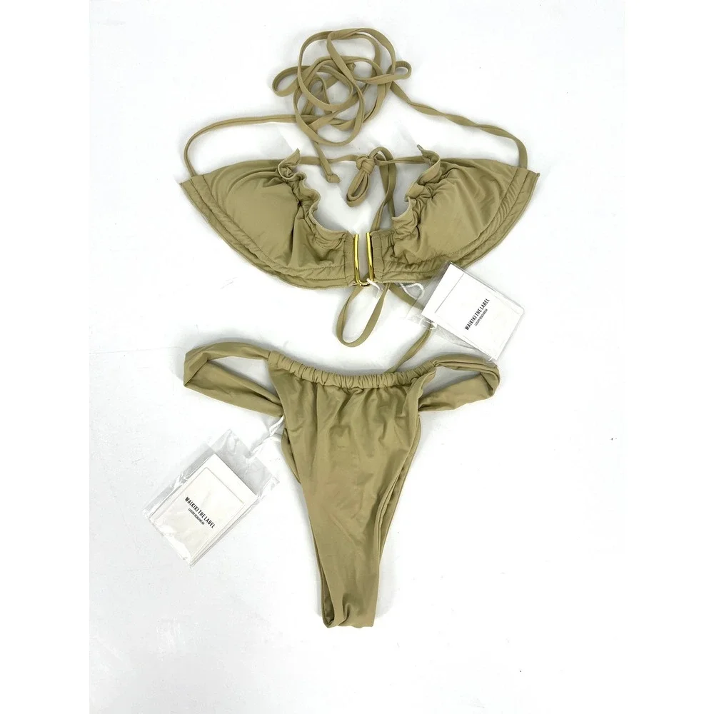 Waikiki The Label Laura Top Lanven Bottom Bikini Set Fern Green Small NWT